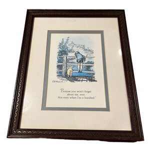 Winnie the Pooh & Christopher Robin Print Framed 11.25"x 8.75" Won't Forget